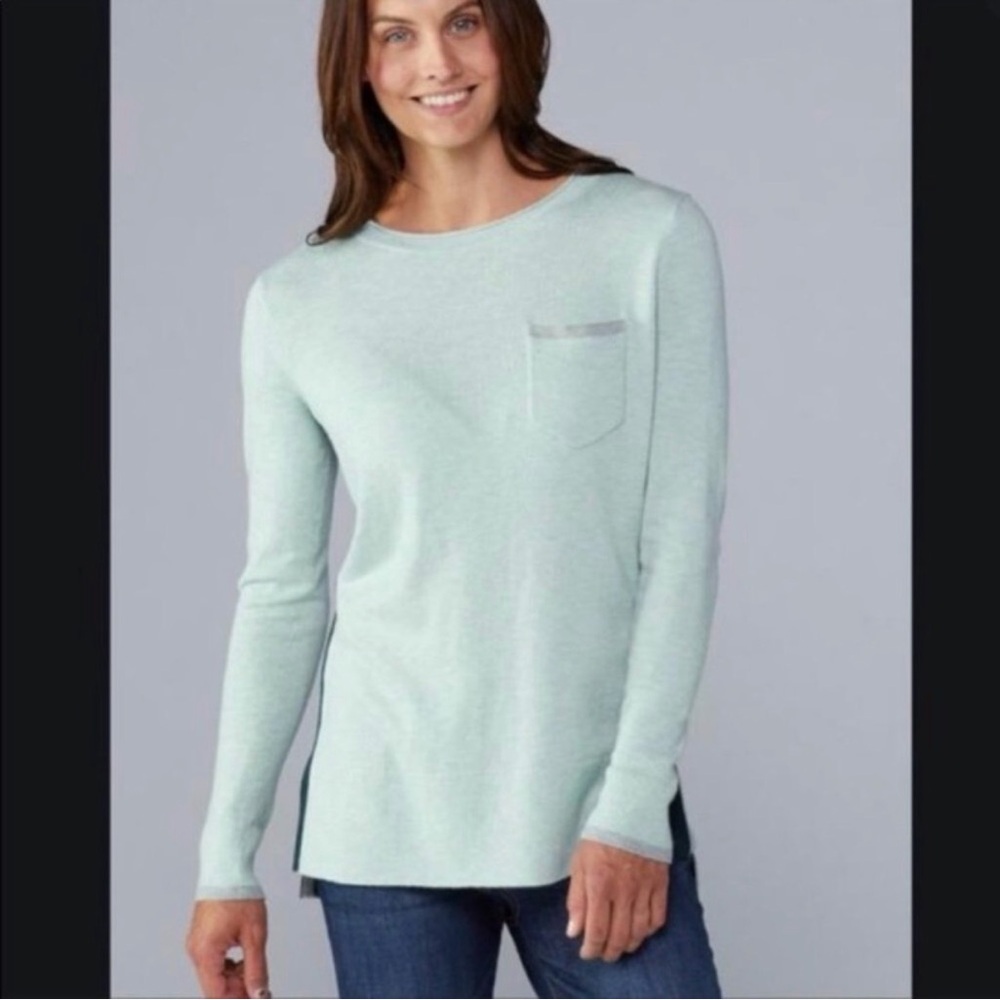 Smartwool Shadow Pine Pocket Sweater Frosty Green Heather Small Merino Wool